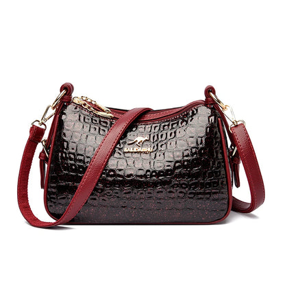 High Quality Crocodile Leather Pattern Shoulder Messenger Bag for Women 2023 Fashion Solid Color Luxury Ladies Handbag Women Bag