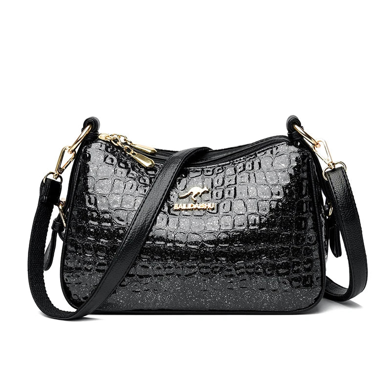 High Quality Crocodile Leather Pattern Shoulder Messenger Bag for Women 2023 Fashion Solid Color Luxury Ladies Handbag Women Bag