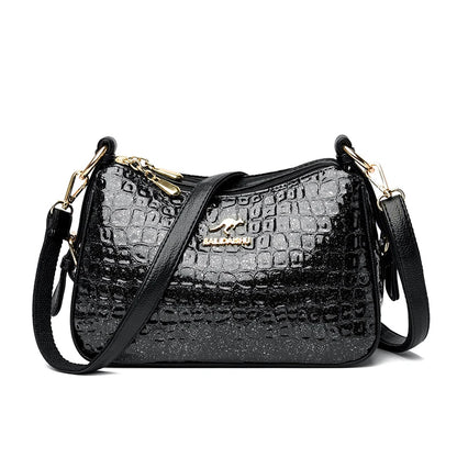 High Quality Crocodile Leather Pattern Shoulder Messenger Bag for Women 2023 Fashion Solid Color Luxury Ladies Handbag Women Bag
