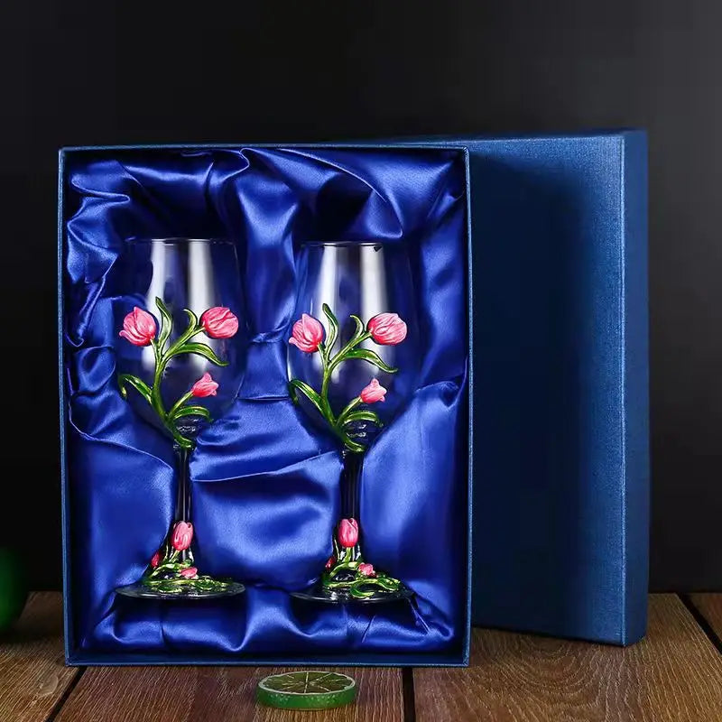 High Quality Crystal Glass Red Wine Glass Enamel Tulip Champagne Glass Glasses for Champagne Wineglass Whiskey Cup Cups Vintage