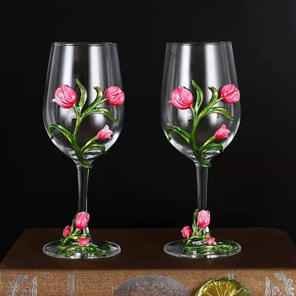 High Quality Crystal Glass Red Wine Glass Enamel Tulip Champagne Glass Glasses for Champagne Wineglass Whiskey Cup Cups Vintage