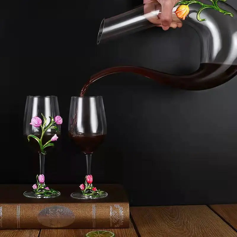 High Quality Crystal Glass Red Wine Glass Enamel Tulip Champagne Glass Glasses for Champagne Wineglass Whiskey Cup Cups Vintage