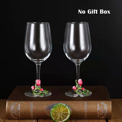 High Quality Crystal Glass Red Wine Glass Enamel Tulip Champagne Glass Glasses for Champagne Wineglass Whiskey Cup Cups Vintage