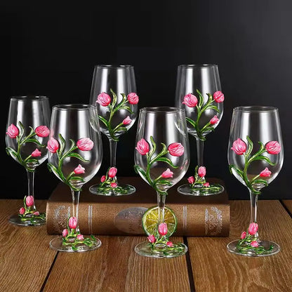 High Quality Crystal Glass Red Wine Glass Enamel Tulip Champagne Glass Glasses for Champagne Wineglass Whiskey Cup Cups Vintage