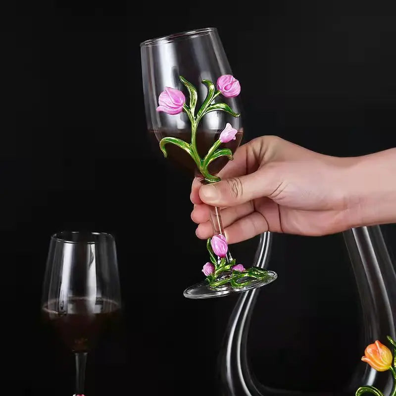 High Quality Crystal Glass Red Wine Glass Enamel Tulip Champagne Glass Glasses for Champagne Wineglass Whiskey Cup Cups Vintage