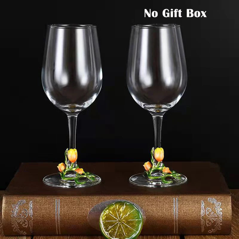 High Quality Crystal Glass Red Wine Glass Enamel Tulip Champagne Glass Glasses for Champagne Wineglass Whiskey Cup Cups Vintage