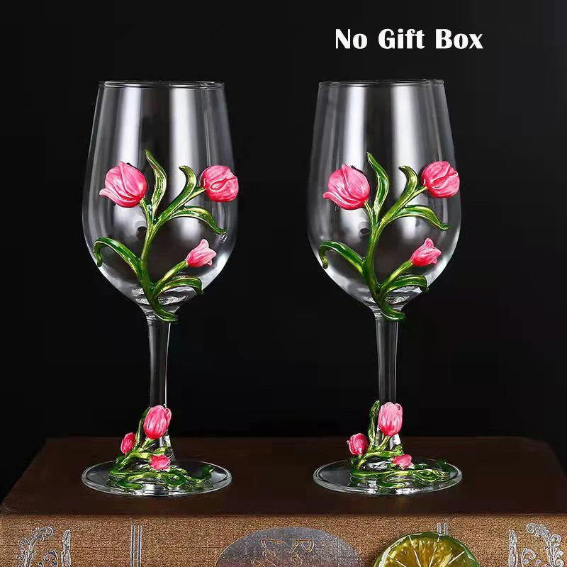 High Quality Crystal Glass Red Wine Glass Enamel Tulip Champagne Glass Glasses for Champagne Wineglass Whiskey Cup Cups Vintage