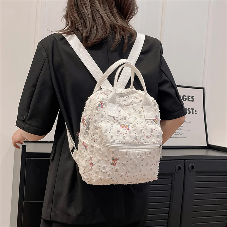 High Quality Denim Designer Backpacks Casual Large Capacity School Bags for Teenage Girl 2023 Ladies Bookpack Elegant Travel Bag