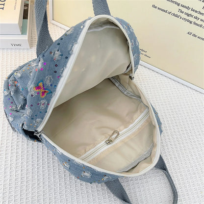 High Quality Denim Designer Backpacks Casual Large Capacity School Bags for Teenage Girl 2023 Ladies Bookpack Elegant Travel Bag