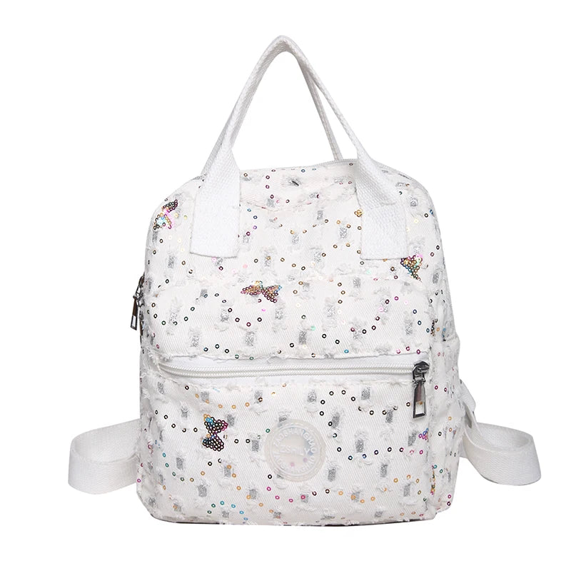 High Quality Denim Designer Backpacks Casual Large Capacity School Bags for Teenage Girl 2023 Ladies Bookpack Elegant Travel Bag