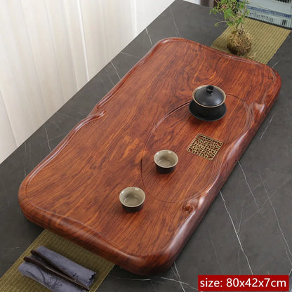 High Quality Ebony Log Tea Tray Large Size Drained Solid Wood Tea Table Decoration Chinese Living Room Tea Ceremony Tools