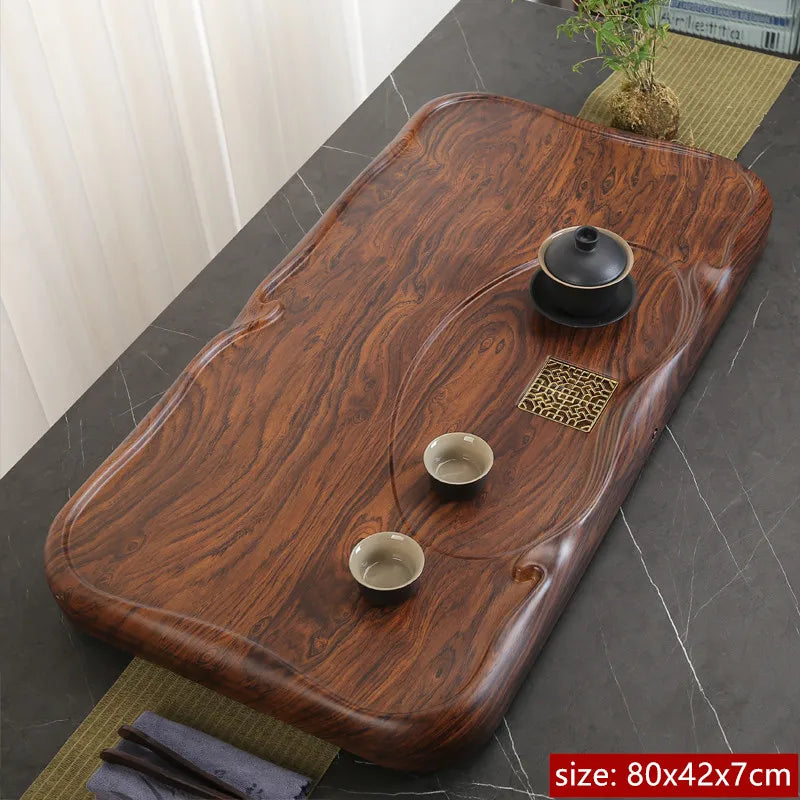 High Quality Ebony Log Tea Tray Large Size Drained Solid Wood Tea Table Decoration Chinese Living Room Tea Ceremony Tools