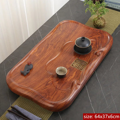 High Quality Ebony Log Tea Tray Large Size Drained Solid Wood Tea Table Decoration Chinese Living Room Tea Ceremony Tools
