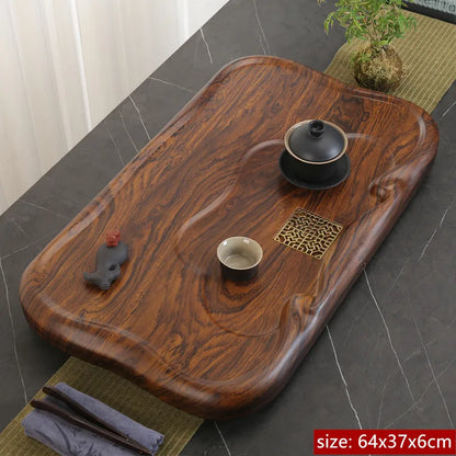 High Quality Ebony Log Tea Tray Large Size Drained Solid Wood Tea Table Decoration Chinese Living Room Tea Ceremony Tools
