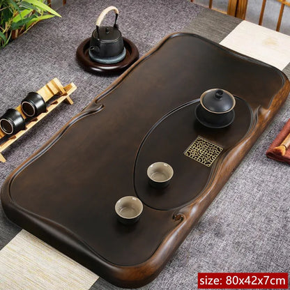High Quality Ebony Log Tea Tray Large Size Drained Solid Wood Tea Table Decoration Chinese Living Room Tea Ceremony Tools
