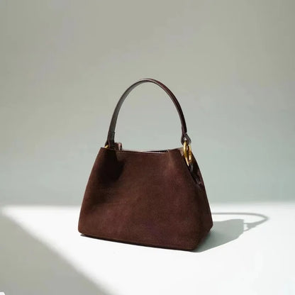 High Quality Evening Bag Vintage Nubuck Leather Handbags Simple Elegant Vintage Purses Large Capacity Commuter Solid Bolsas
