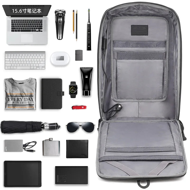 High Quality Fashion Hard Shell Business Backpack Student Waterproof School Bags Smart 15.6 Inch Laptop Backpack with USB