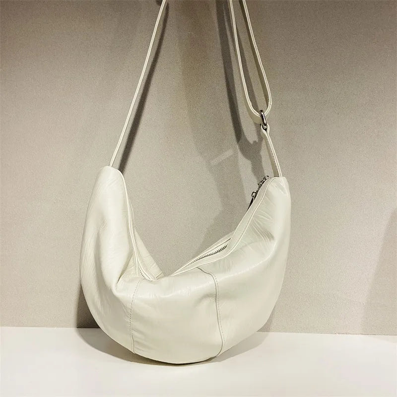 High Quality Fashion Hobos Elegant Commuter Large Capacity Zipper Armpit Shoulder Bags Female New Half Moon Purse Bolsa Purses