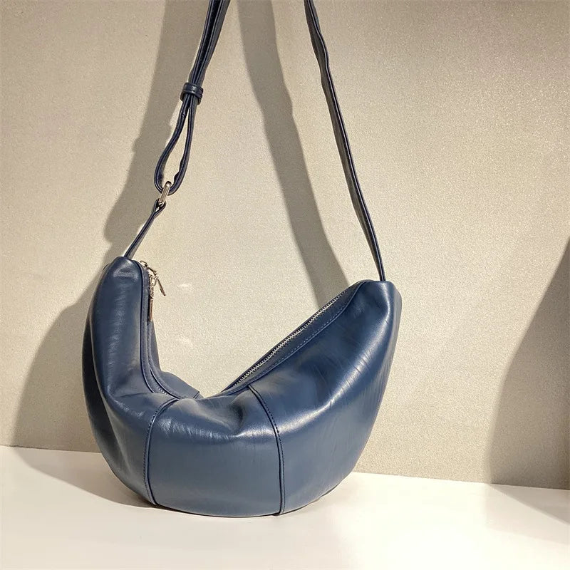 High Quality Fashion Hobos Elegant Commuter Large Capacity Zipper Armpit Shoulder Bags Female New Half Moon Purse Bolsa Purses