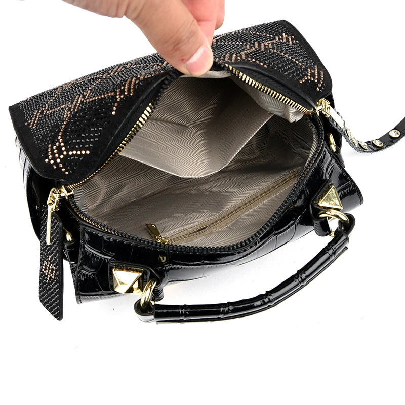 High Quality Fashion Rivet Leather Women's Tote Bag Luxury Women Shoulder Crossbody Bags 2024 New Female Handbags Messenger Sac