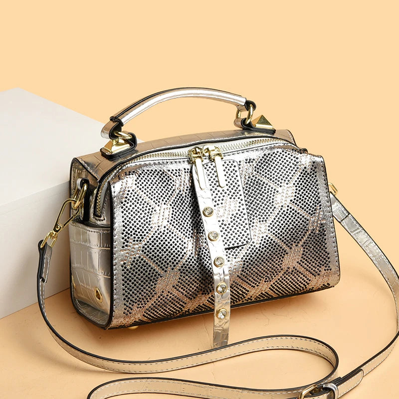High Quality Fashion Rivet Leather Women's Tote Bag Luxury Women Shoulder Crossbody Bags 2024 New Female Handbags Messenger Sac