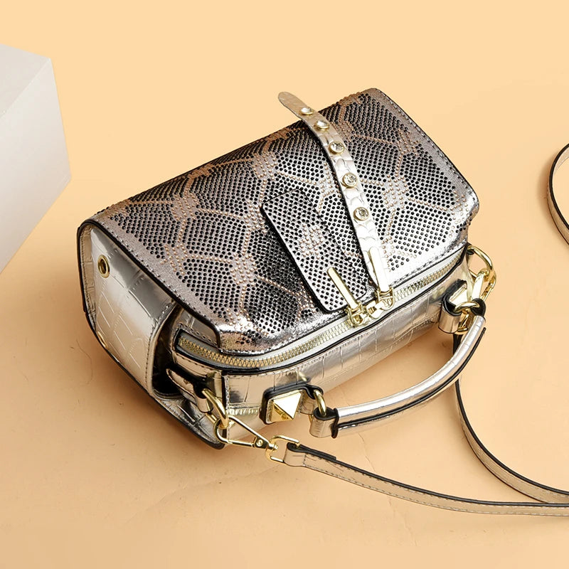 High Quality Fashion Rivet Leather Women's Tote Bag Luxury Women Shoulder Crossbody Bags 2024 New Female Handbags Messenger Sac