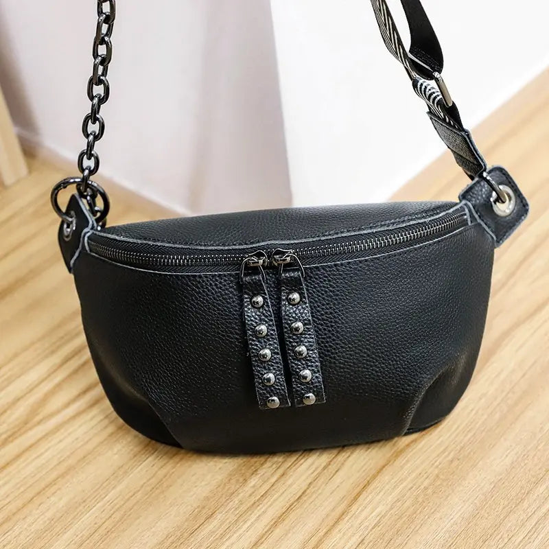 High Quality First layer cowhide Women Handbag 100% Genuine Leather Ladies Shoulder Bag Designer Chain Female Messenger Tote Bag