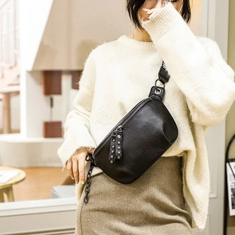 High Quality First layer cowhide Women Handbag 100% Genuine Leather Ladies Shoulder Bag Designer Chain Female Messenger Tote Bag