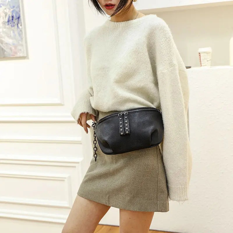 High Quality First layer cowhide Women Handbag 100% Genuine Leather Ladies Shoulder Bag Designer Chain Female Messenger Tote Bag