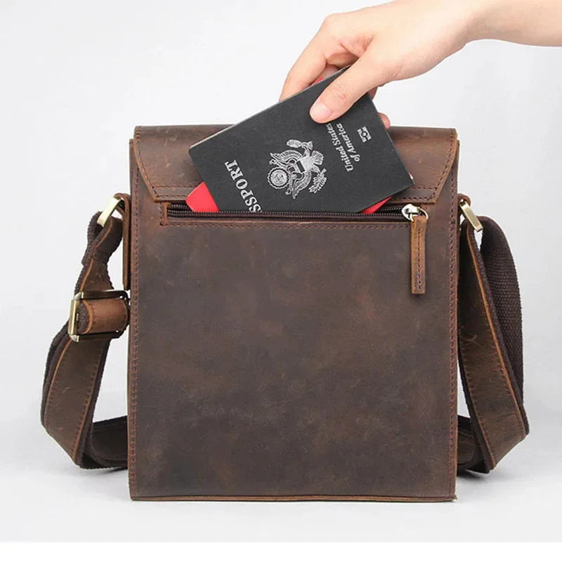 High Quality Flap Crazy Horse Shoulder Men Genuine Crossbody Bag Male Real Leather Travel Handbag Totes