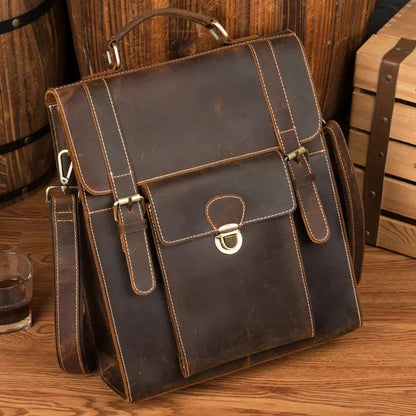 High Quality For Men Women Genuine Leather Shoool Backpack Girls Boys Day Travel Bag