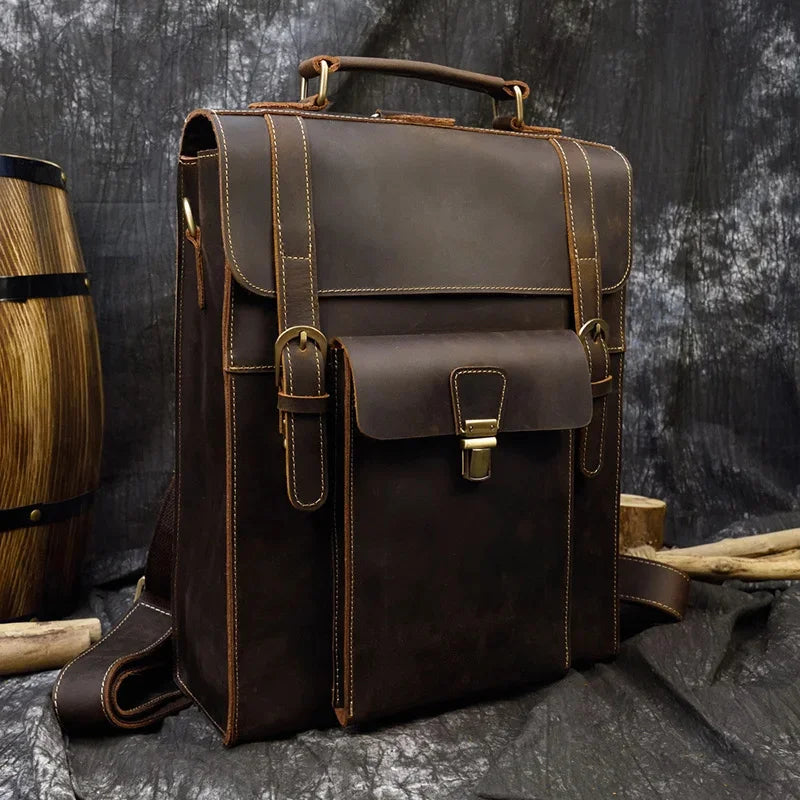 High Quality For Men Women Genuine Leather Shoool Backpack Girls Boys Day Travel Bag
