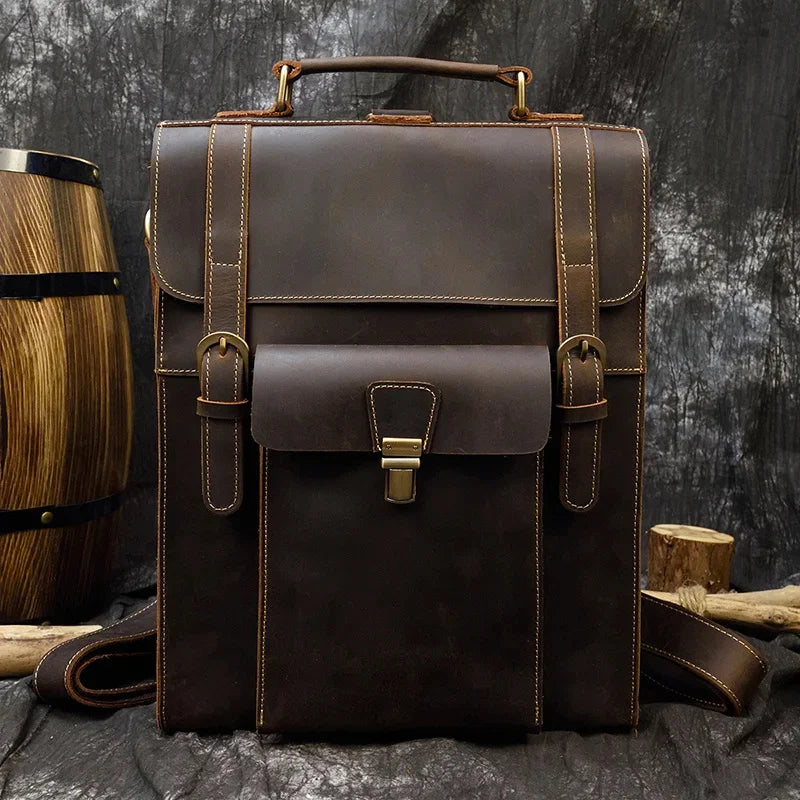 High Quality For Men Women Genuine Leather Shoool Backpack Girls Boys Day Travel Bag