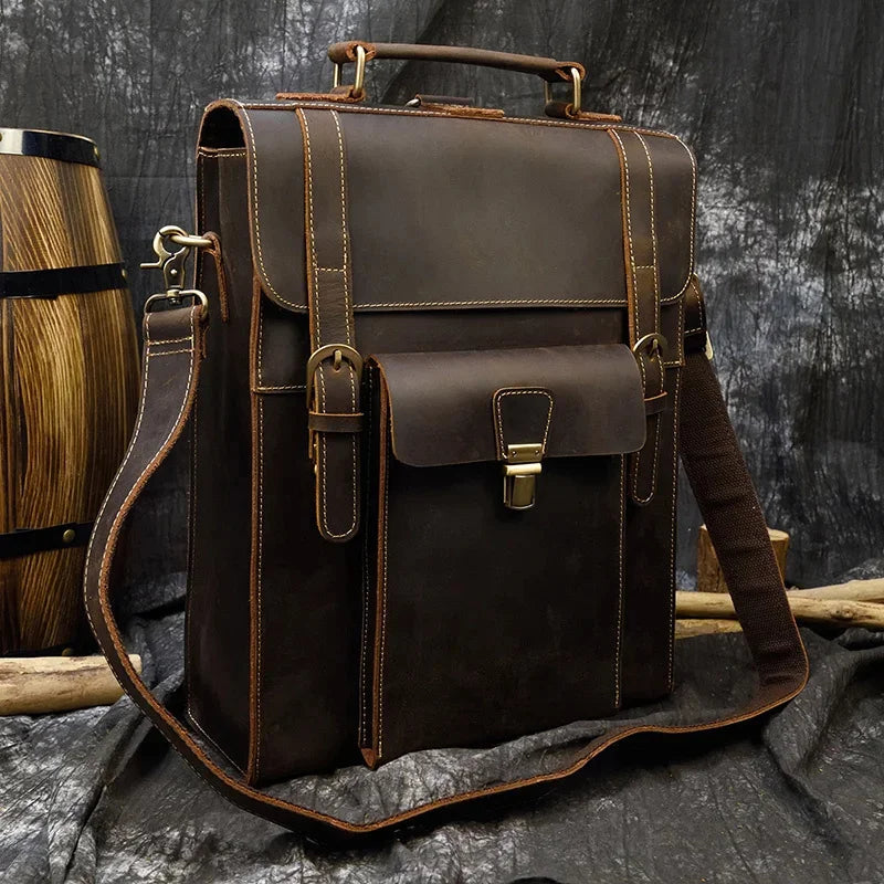 High Quality For Men Women Genuine Leather Shoool Backpack Girls Boys Day Travel Bag
