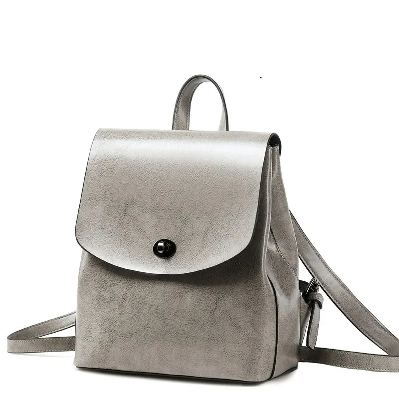 High Quality Genuine Leather Backpack For Girls Daypack Female Fashion Knapsack Vintage Casual Women Oil Wax Cowhide Rucksack