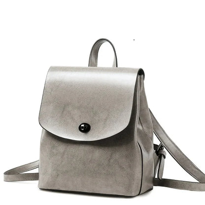High Quality Genuine Leather Backpack For Girls Daypack Female Fashion Knapsack Vintage Casual Women Oil Wax Cowhide Rucksack