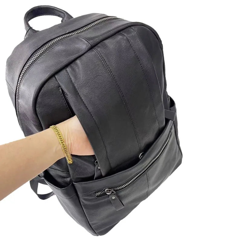 High Quality Genuine Leather Backpacks Men Business Bag Computer Backpack Large Capacity Multifunctional Mochila Luxury Bolsas