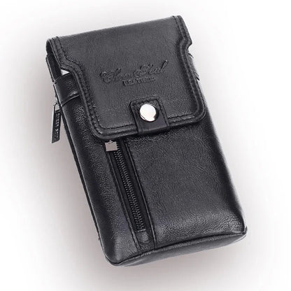 High Quality Genuine Leather Belt Hip Fanny Pack Cowhide Purse Skin Hook Bum Pouch Men's Cell Phone Case Cigarette Waist Bag