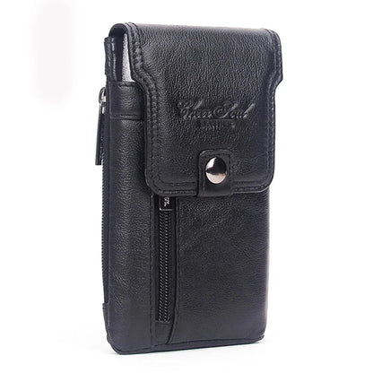 High Quality Genuine Leather Belt Hip Fanny Pack Cowhide Purse Skin Hook Bum Pouch Men's Cell Phone Case Cigarette Waist Bag