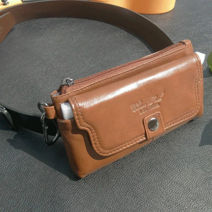 High Quality Genuine Leather Belt Hip Fanny Pack Cowhide Purse Skin Hook Bum Pouch Men's Cell Phone Case Cigarette Waist Bag