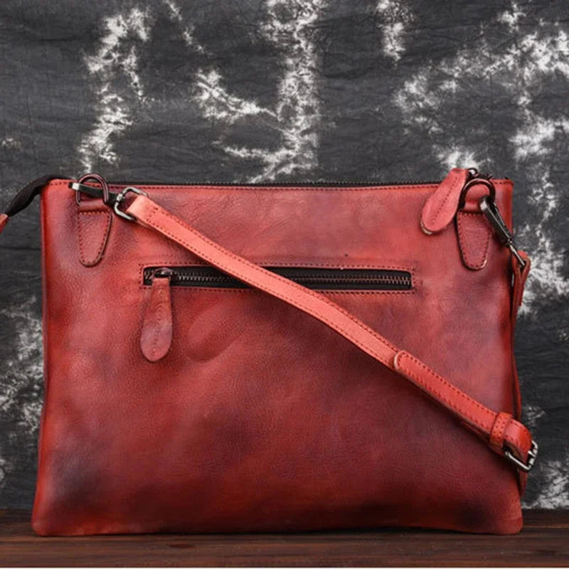 High Quality Genuine Leather Clutch Handy Bags Female Geometric Retro Purse Natural Skin Women Cross Body Messenger Shoulder Bag