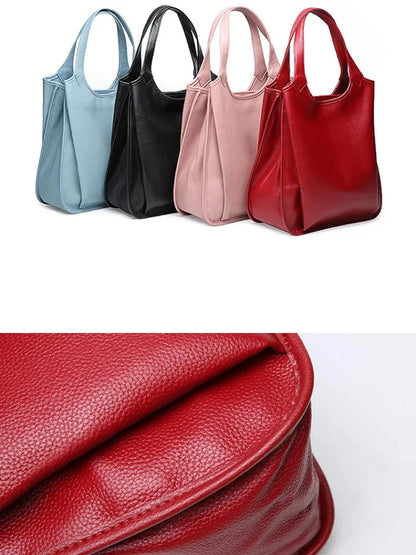 High Quality Genuine Leather Compartments Large Bag Women 100% Natural Cowhide Shoulder Shopping Bag, Fashion for Girl