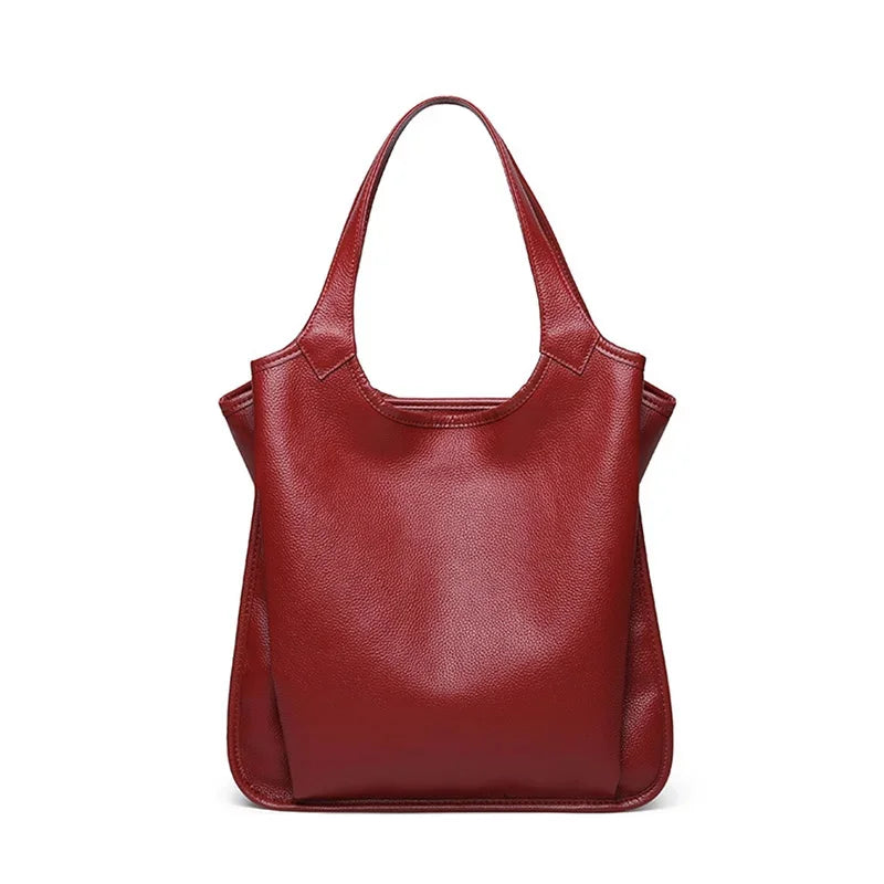High Quality Genuine Leather Compartments Large Bag Women 100% Natural Cowhide Shoulder Shopping Bag, Fashion for Girl