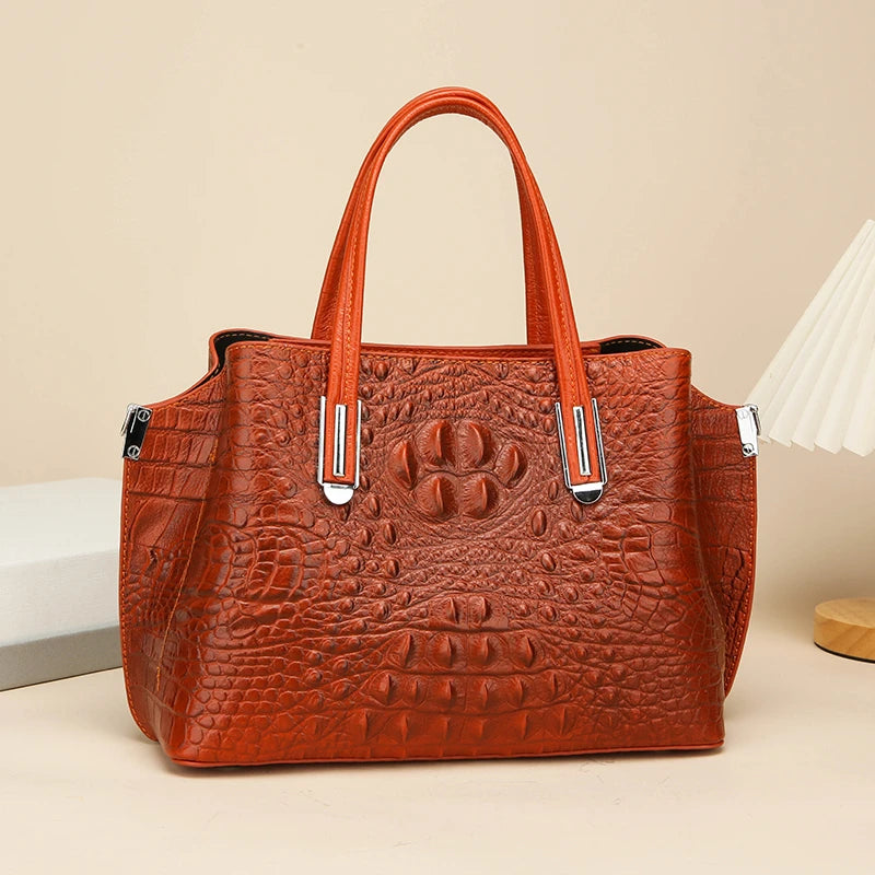 High Quality Genuine Leather Crossbody Bags For Women 2023 Designer Crocodile Cow Leather Women's Tote Bag Female Messenger Sac