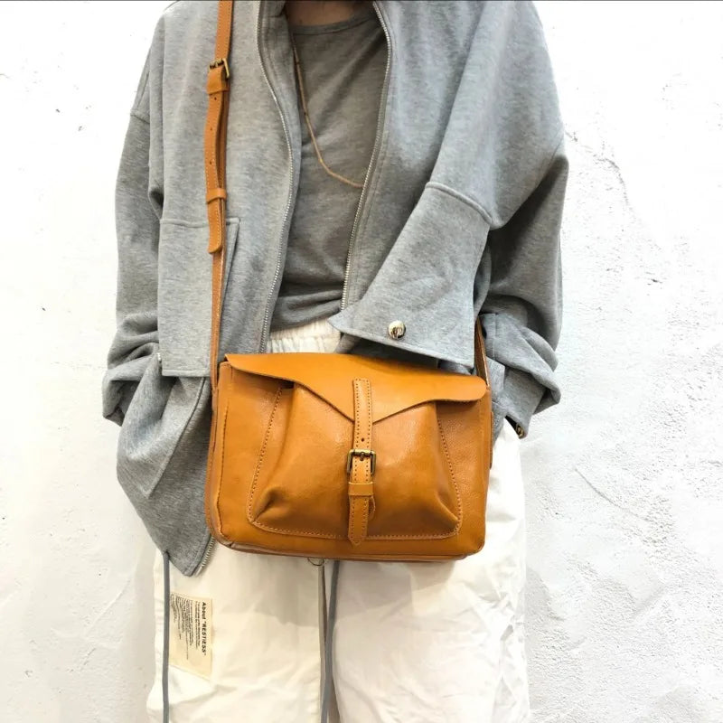 High Quality Genuine Leather Crossbody Message Bag Casual Commuter Al-match Large Capacity Chest Bag2024 New Luxury Bolsas