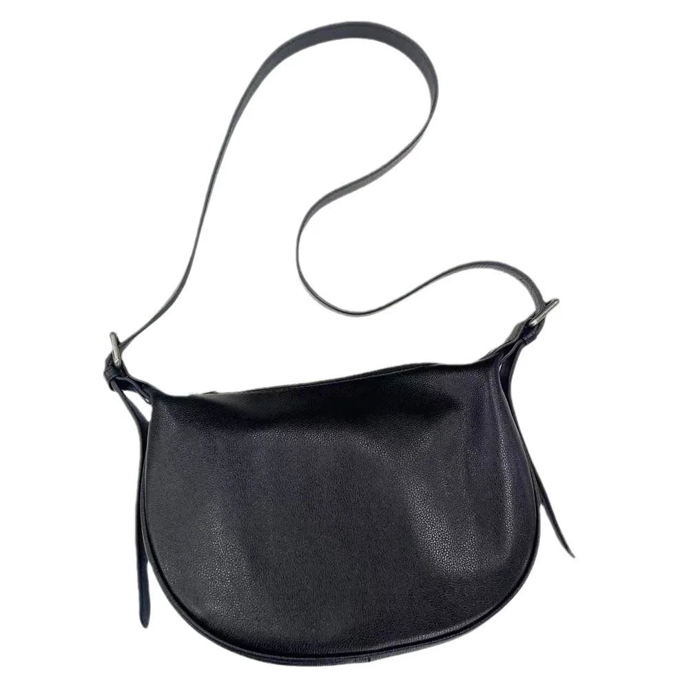 High Quality Genuine Leather Crossbody Saddle Bag Fashion Commuter All-match Solid Shoulder Bags Large Capacity Zipper Handbags