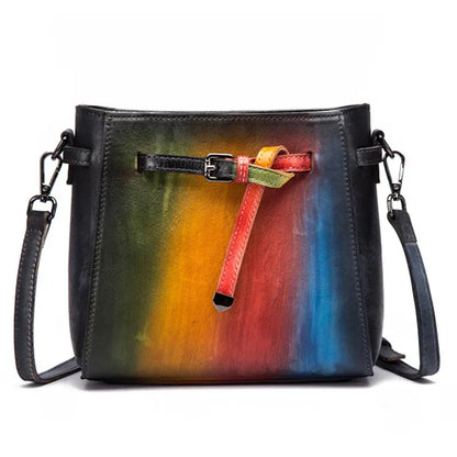 High Quality Genuine Leather Flap Cross Body Bag Brush Color Retro Pouch Leisure Cowhide Small Women Shoulder Messenger Bags
