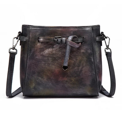 High Quality Genuine Leather Flap Cross Body Bag Brush Color Retro Pouch Leisure Cowhide Small Women Shoulder Messenger Bags