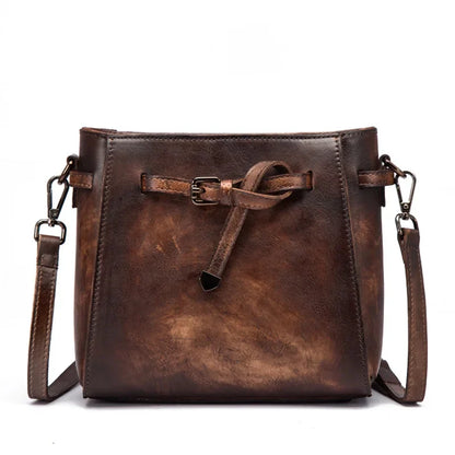 High Quality Genuine Leather Flap Cross Body Bag Brush Color Retro Pouch Leisure Cowhide Small Women Shoulder Messenger Bags