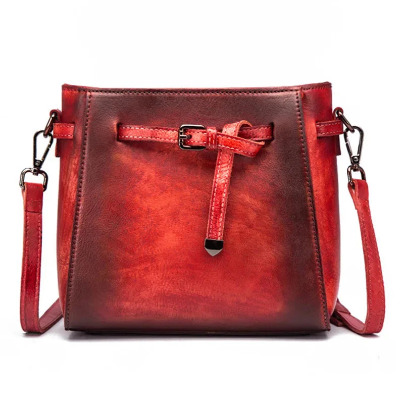 High Quality Genuine Leather Flap Cross Body Bag Brush Color Retro Pouch Leisure Cowhide Small Women Shoulder Messenger Bags